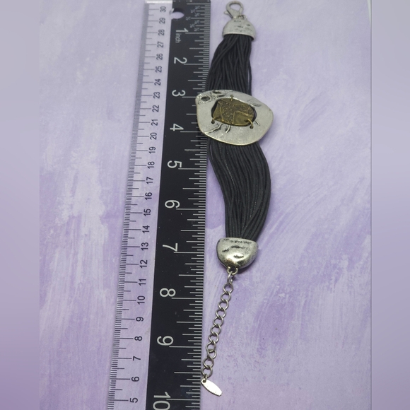 VCLM Black & Silver Tone Textured Chunky Bracelet - Picture 7 of 7